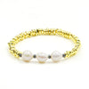 Bracciale Elastico con Ematite chips gold e Perle