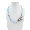 Collana in Arg.925, Zirconi, Acquamarina e Perle Keshi grigie