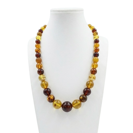 Collana Sfere a gradazione in Ambra Baltica multicolor