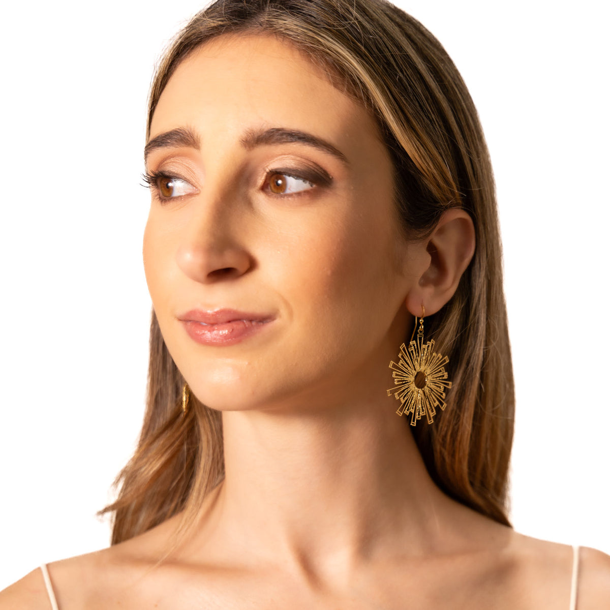 Orecchini ottone rosone stilizzato