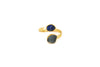 Anello in ottone con Acquamarina e Zaffiro