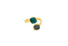 Anello in ottone con Acquamarina e Smeraldo