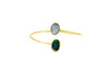 Bracciale regolabil in ottone con Acquamarina e Smeraldo