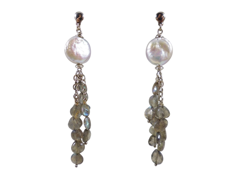 Orecchini in Perle, Labradorite e Argento 925