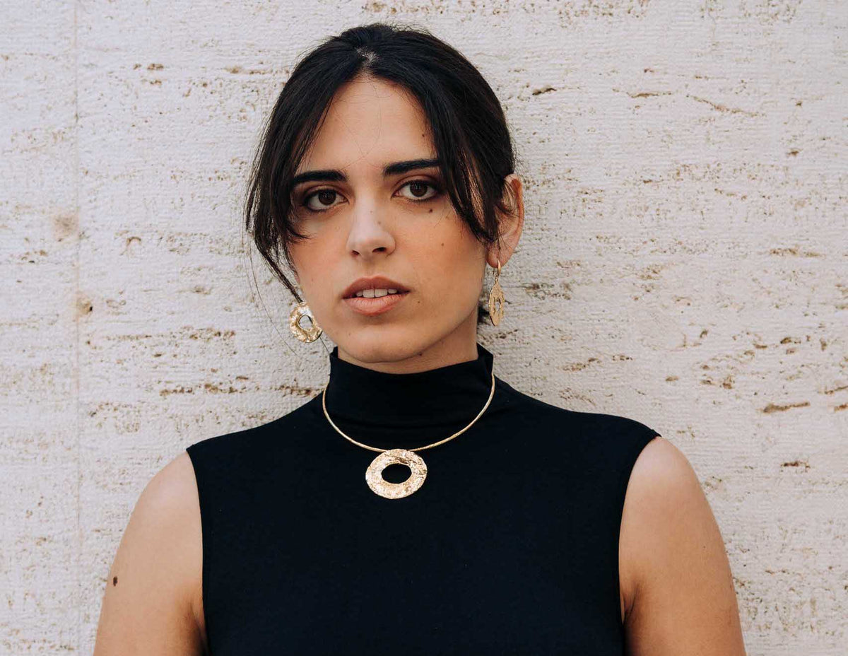 Choker ottone ovalino pendente