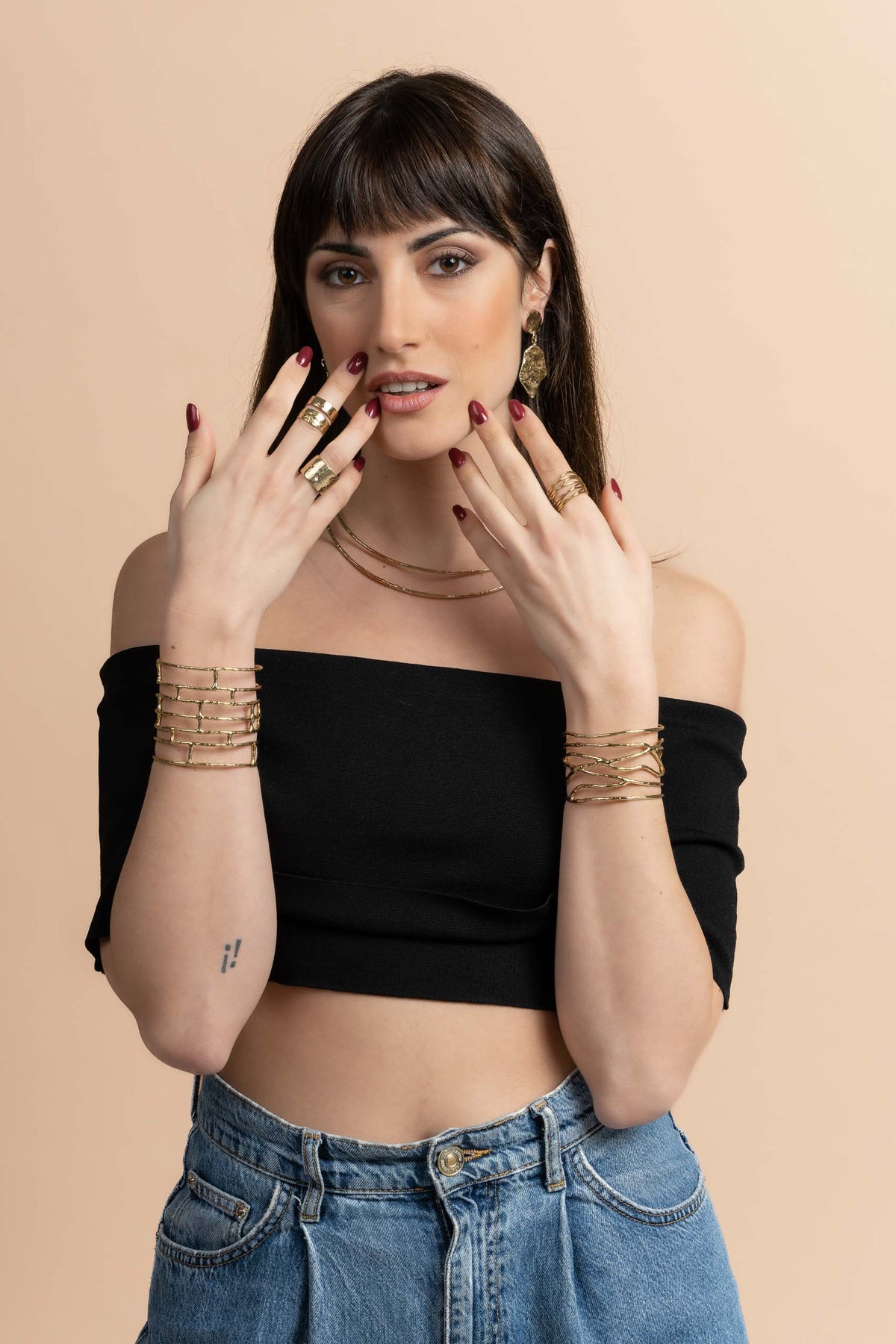 Anello ottone fascia multi fili