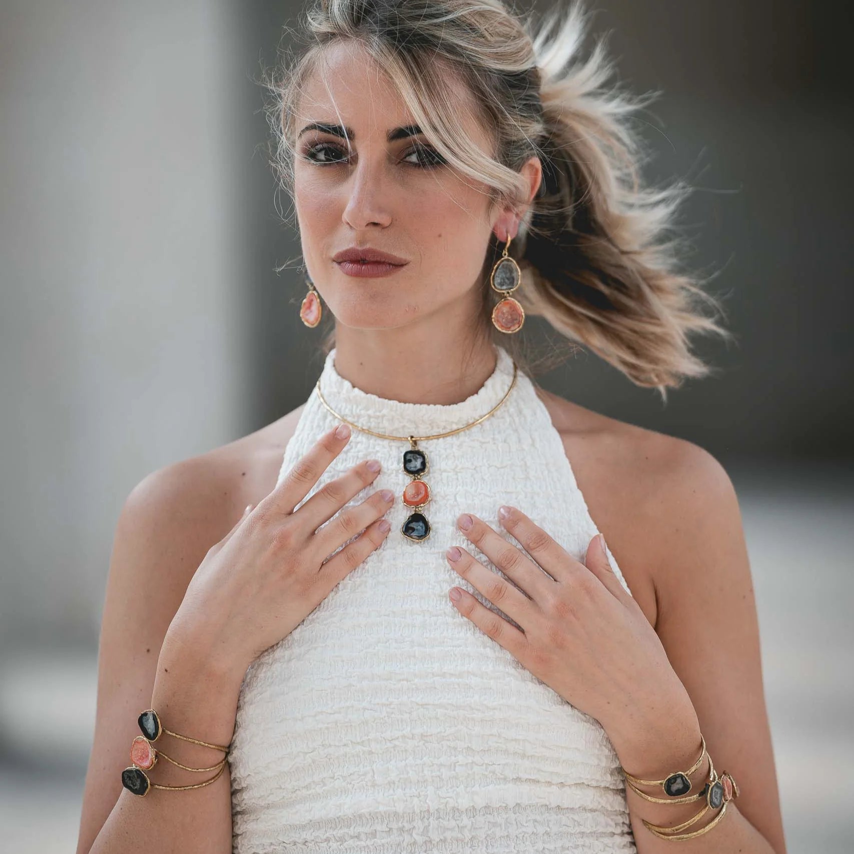 Girocollo in Ottone con triplo geode