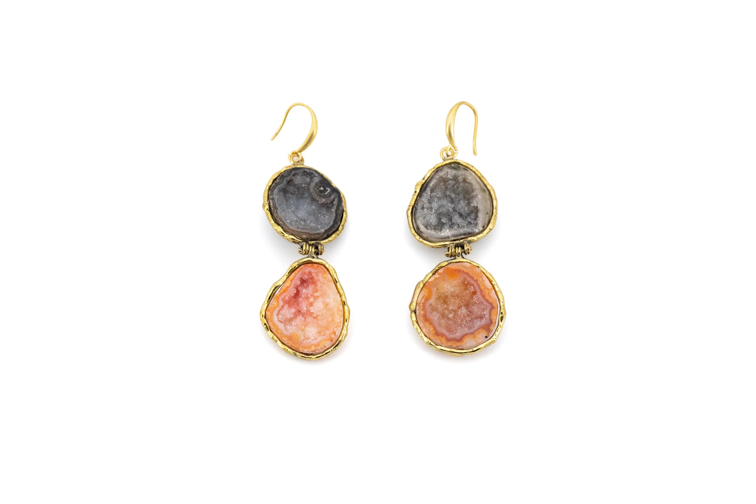 Orecchini in Ottone doppio geode