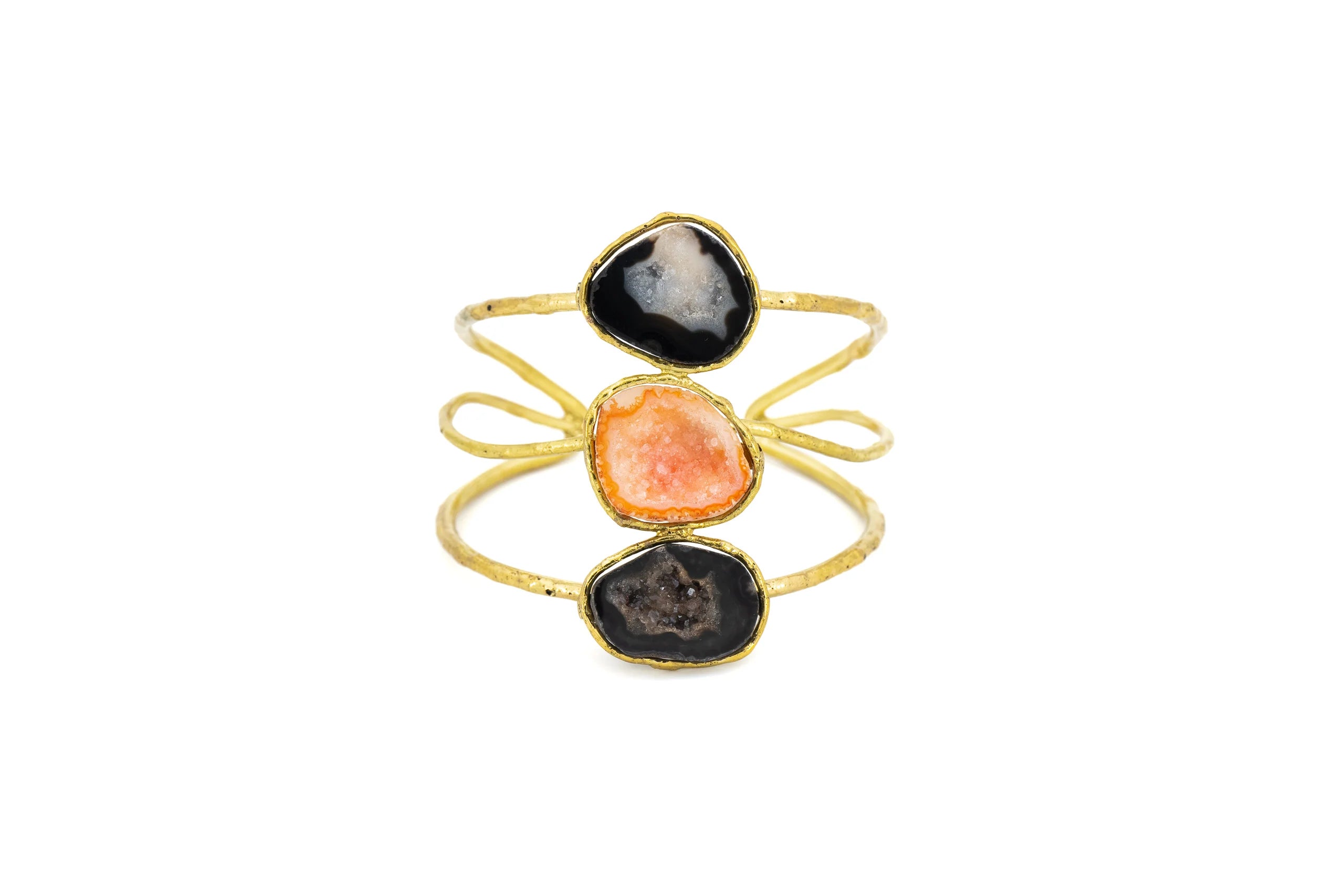 Bracciale in ottone con triplo geode
