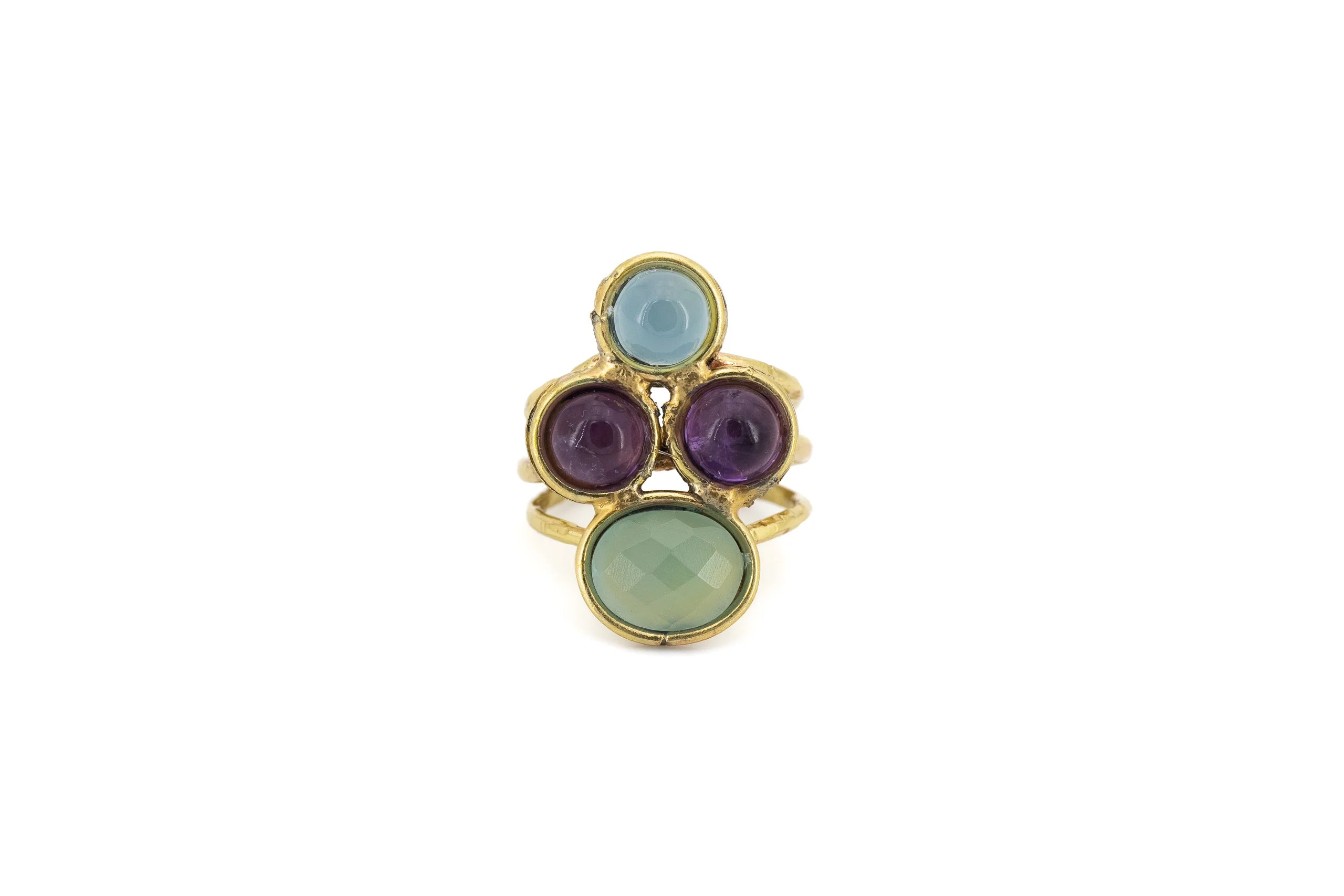 Anello in Ottone con quattro pietre naturali