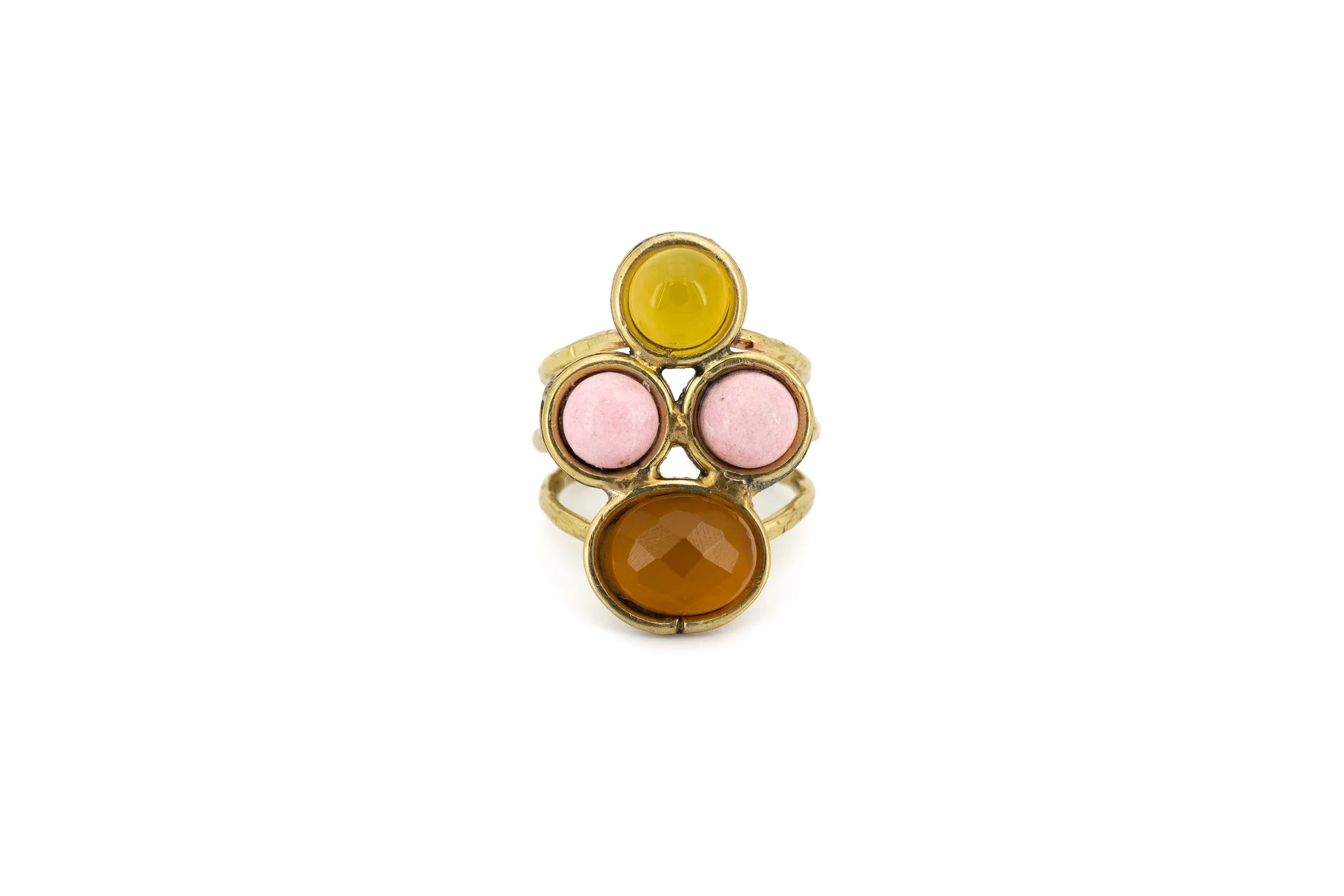 Anello in Ottone con quattro pietre naturali