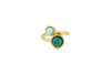 Anello due pietrine in Ottone e Pietra naturale