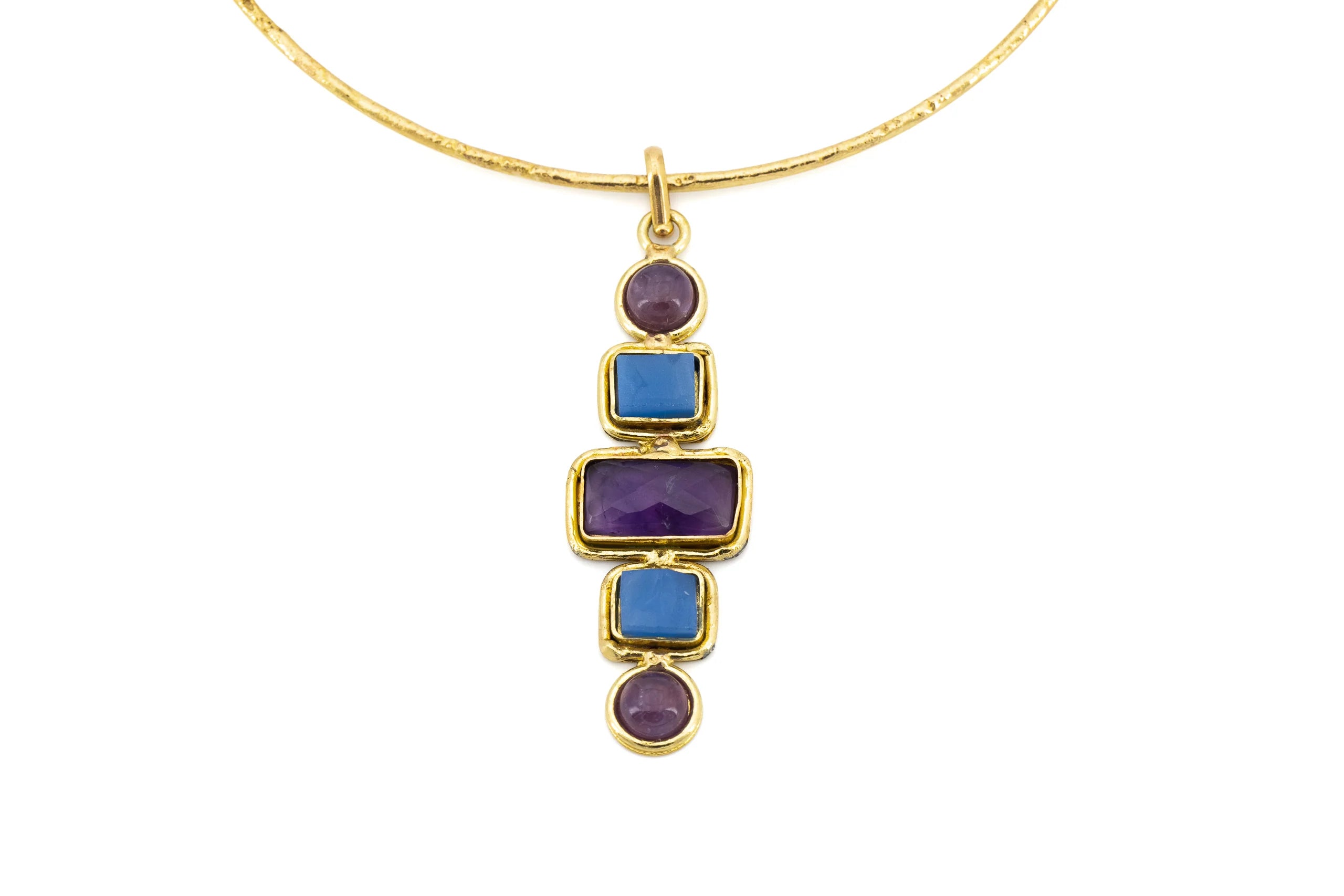Collana in Ottone e Pietre geometriche