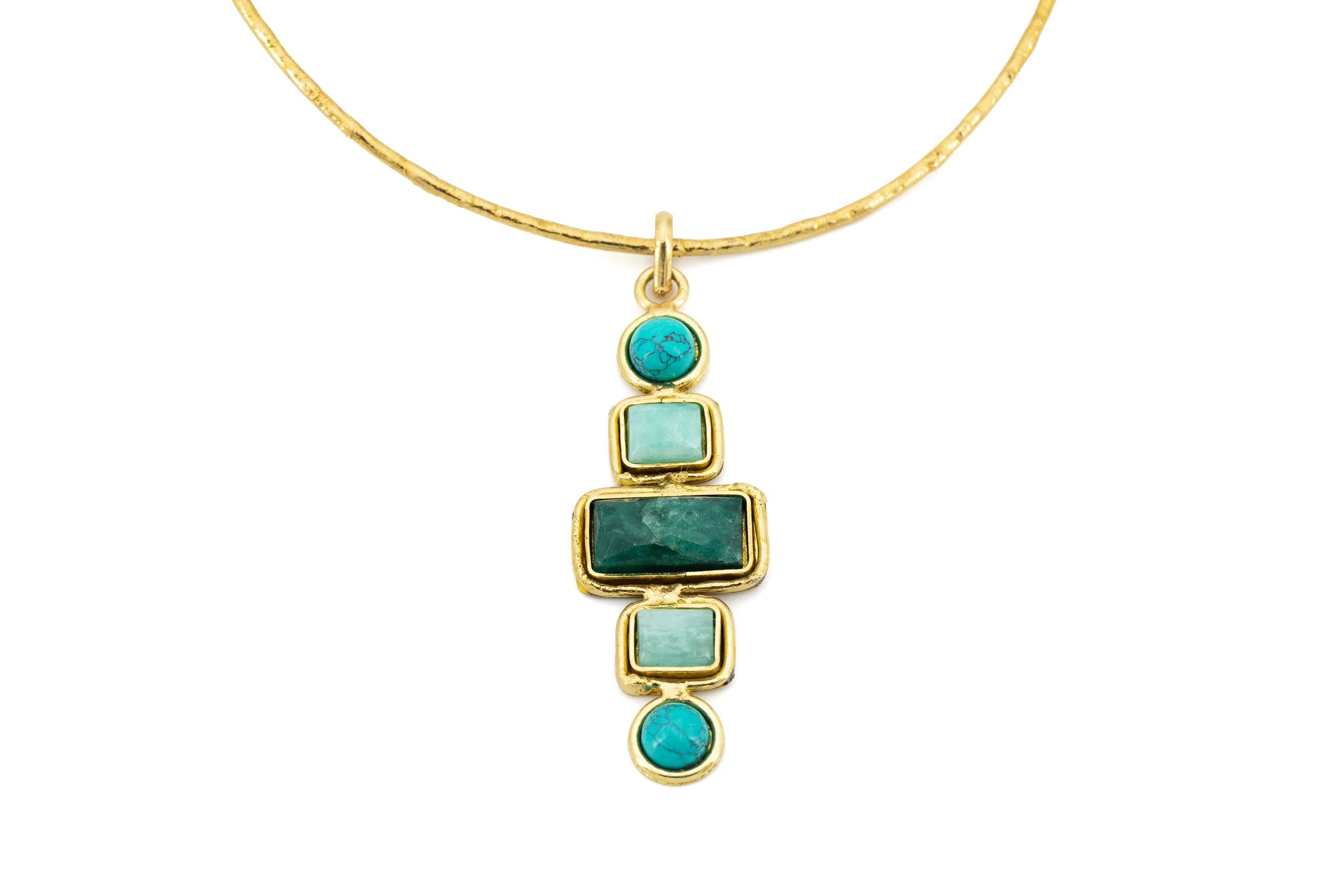 Collana in Ottone e Pietre geometriche