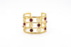 Bracciale ottone fascia riccioli e pietre Rubino