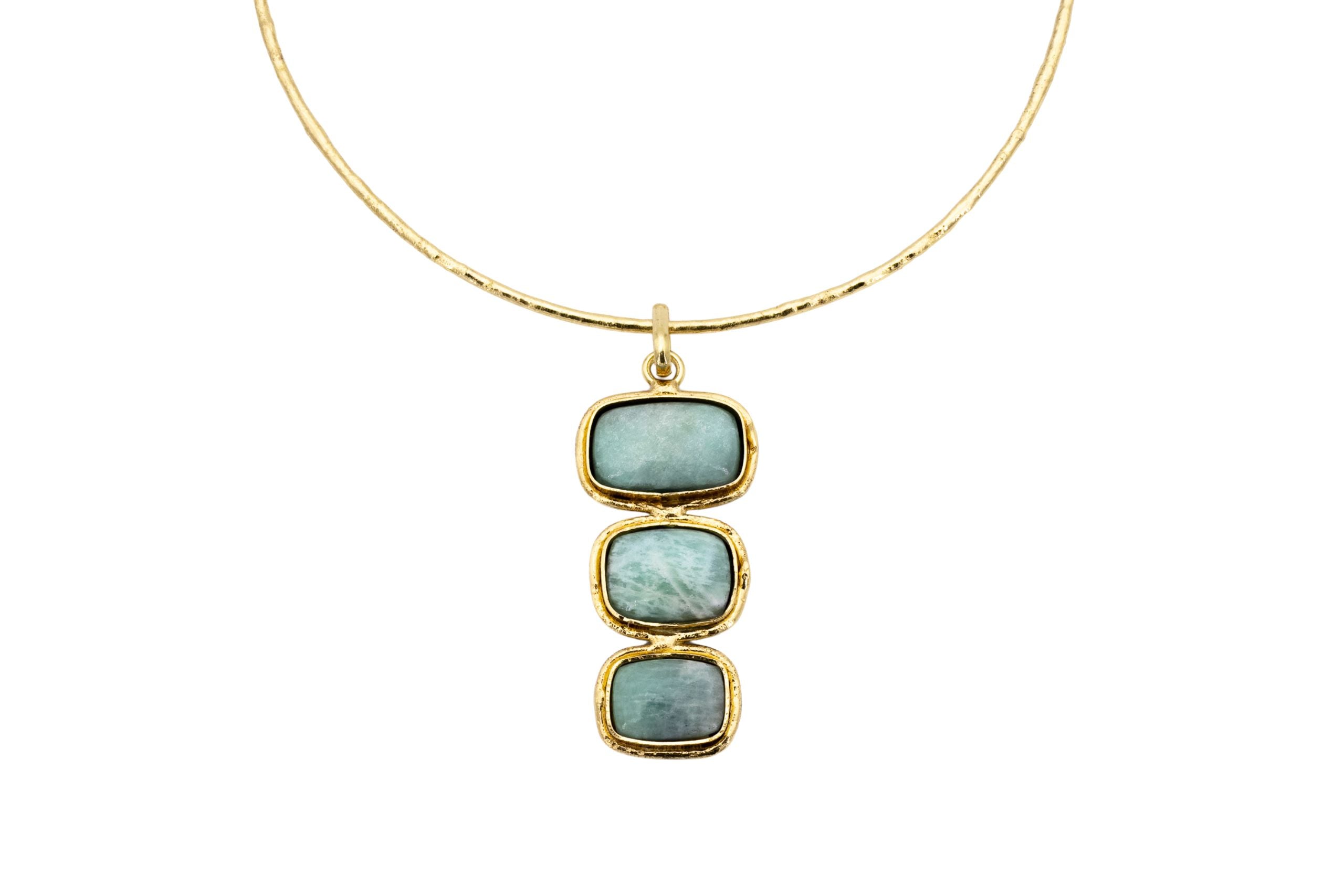Choker ottone tre pietre amazzonite