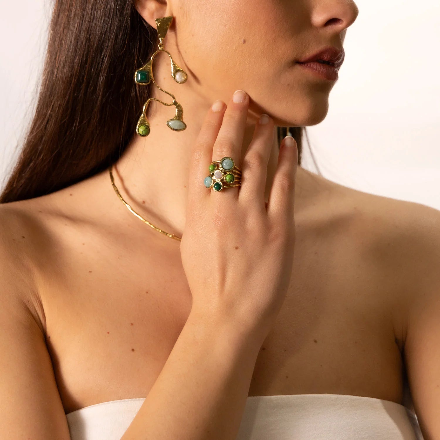 Anello fiore Multipietre