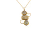 Collana lunga ottone scaletta tre pietre in Prasiolite (Ametista Verde)