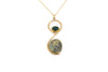 Collana lunga ottone infinito due pietre Smeraldo e Prehnite