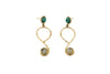 Orecchini ottone infinito due pietre Smeraldo e Prehnite