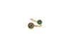 Anello ottone due pietre tondini Prehinite,Smeraldo.