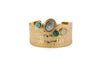 Bracciale ottone fascia quattro pietre Prehnite e Smeraldo