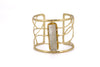 Bracciale ottone fascia pietra rettangolare Prasiolite (Ametista Verde)