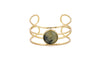 Bracciale ottone fascia pietra centrale tonda Prehnite