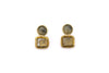 Orecchini ottone due pietre tondo + quadretto Prehnite