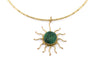 Choker ottone sole pendente con pietra Smeraldo