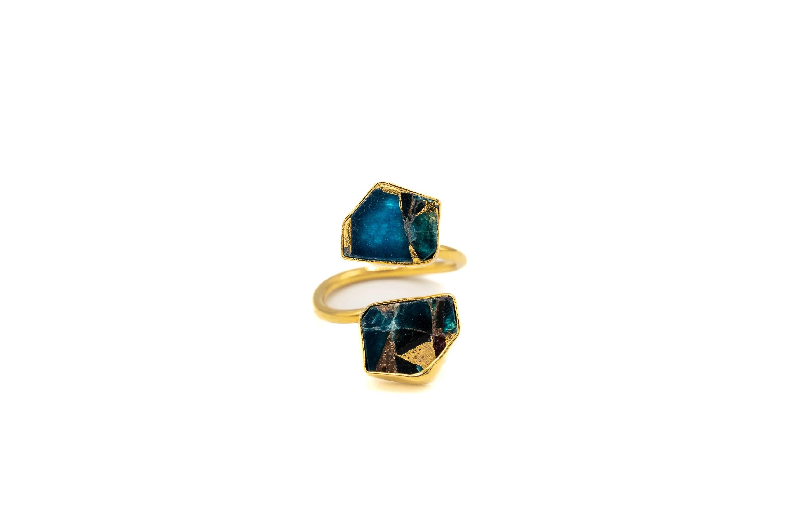 Anello in Ottone e Apatite blu Mojave