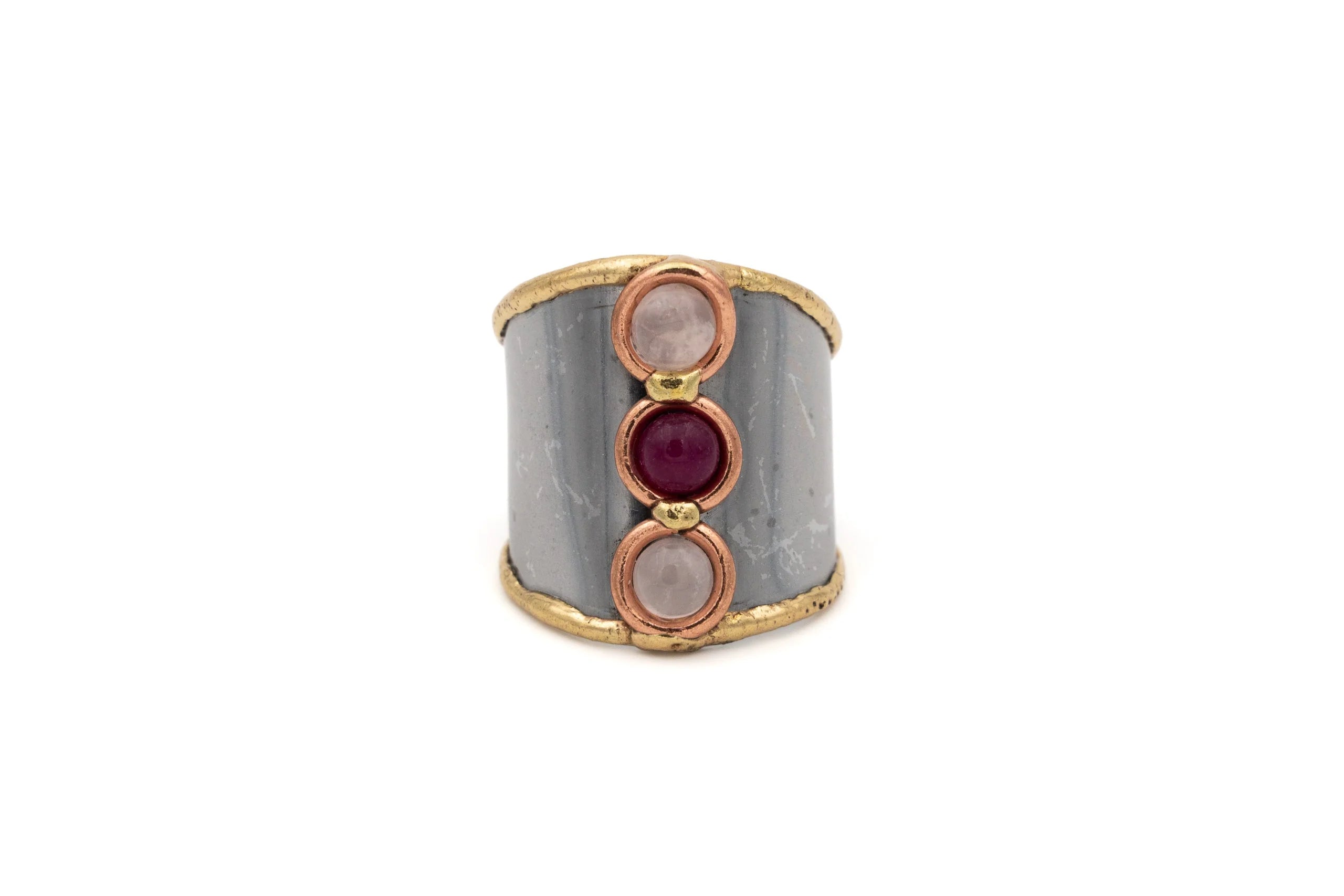 Anello in Ottone e Pietre multicolor