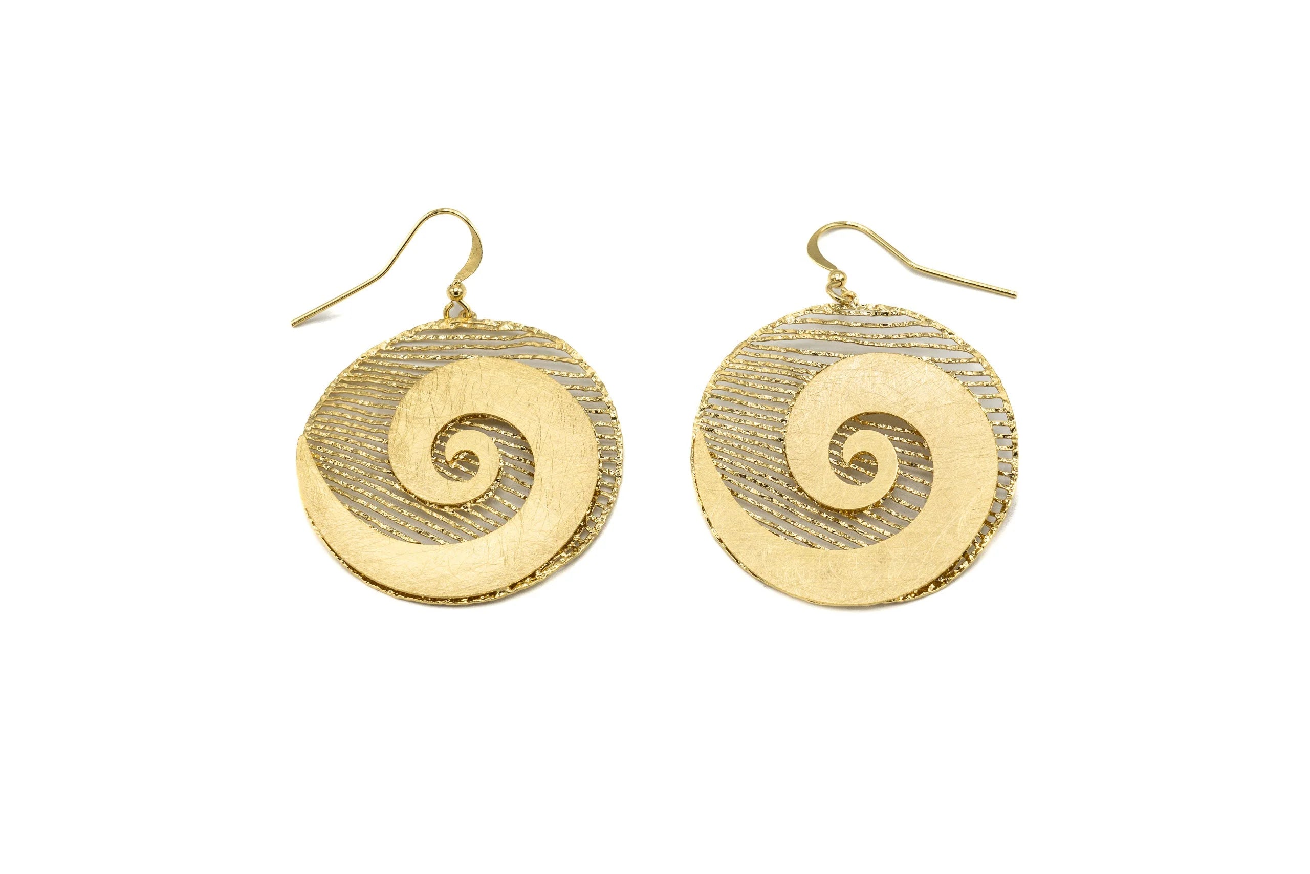 Orecchini tondi spirale in Ottone
